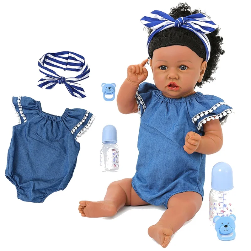 60 см Reborn Baby Doll милый путированный ребенок настоящий мягкий силиконовый хлопковый материал кудрявая Кукла Малыш Кукла Реалистичная для ребенка подарок