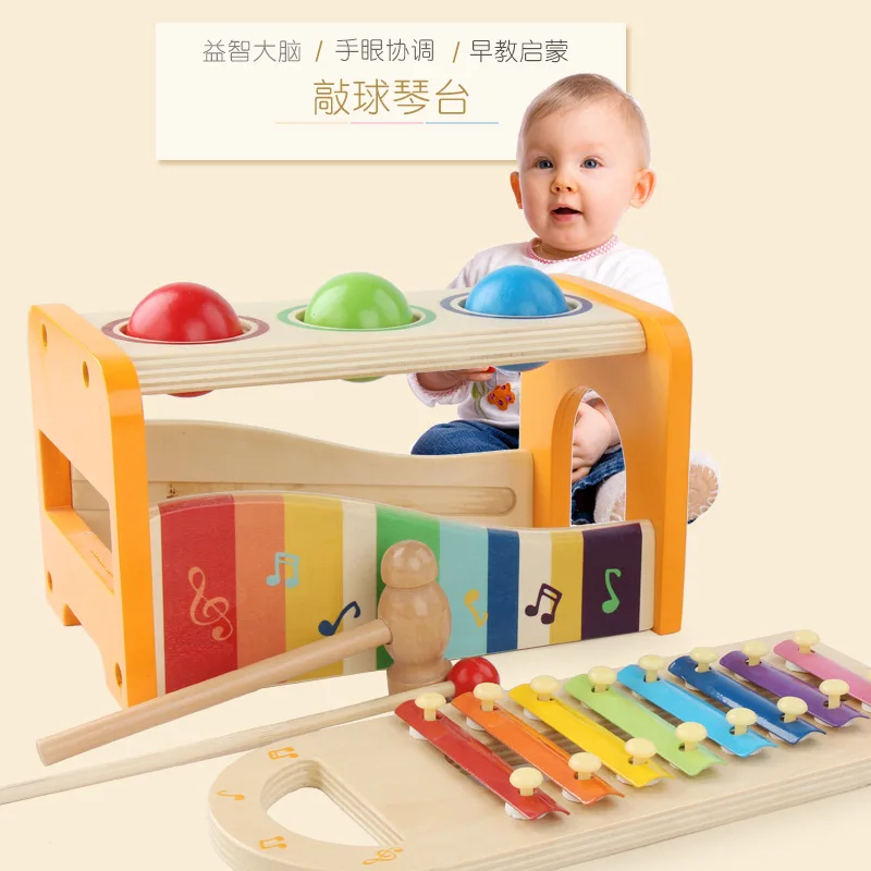 

Knock the Ball Paiono Table Children Early Childhood Music Toy Music Box Educational Piling Baby Toys Aged 1-2 Years Beat Toy