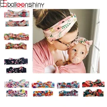 

BalleenShiny 2 Pcs Mom&Child Headband Flowers Bowknots Head Accessories Toddler Kids Soft Elastic Headwear Family Photo Props