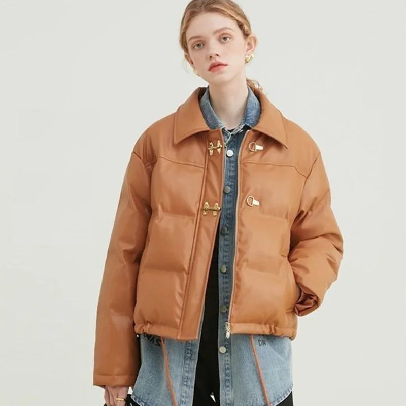 

Autumn And Winter Jacket Women 2022 New Fashion Matte Leather Down Cotton Clothes Women's Coat Manteau Femme