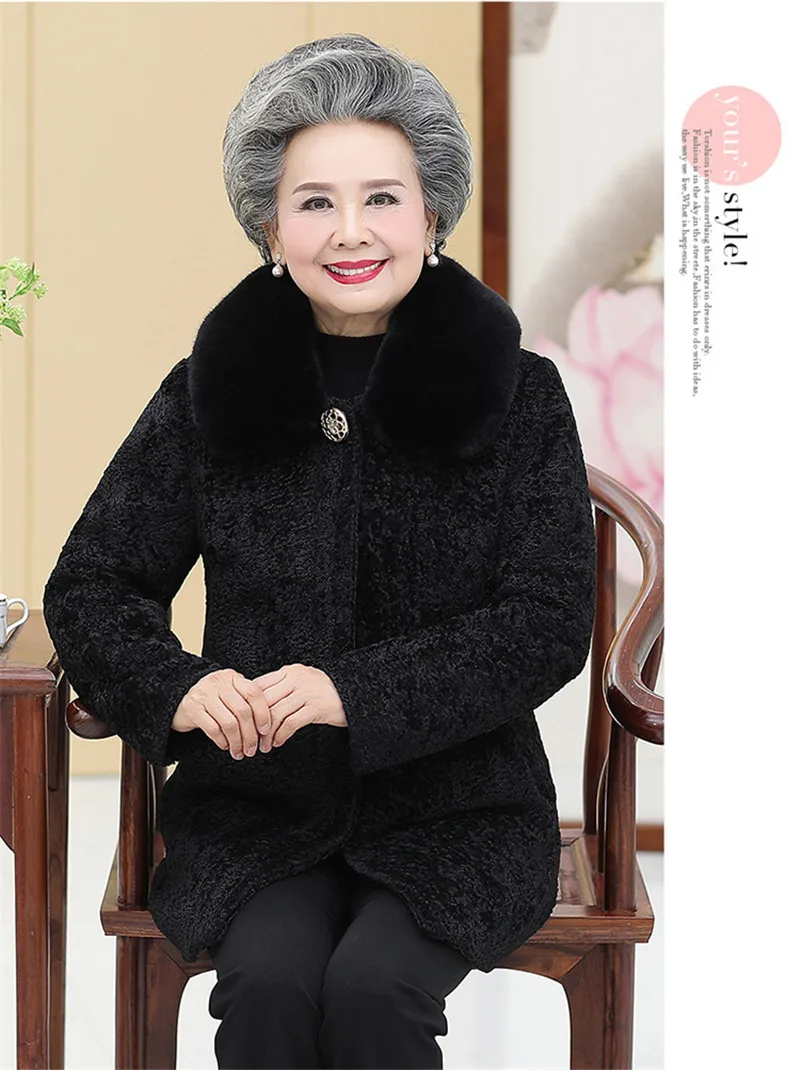 Женская зимняя куртка, пальто из овечьей шерсти, искусственная оторочка из овечьей шерсти, Длинные теплые толстые шерстяные куртки, пальто для мамы, большие размеры 1377