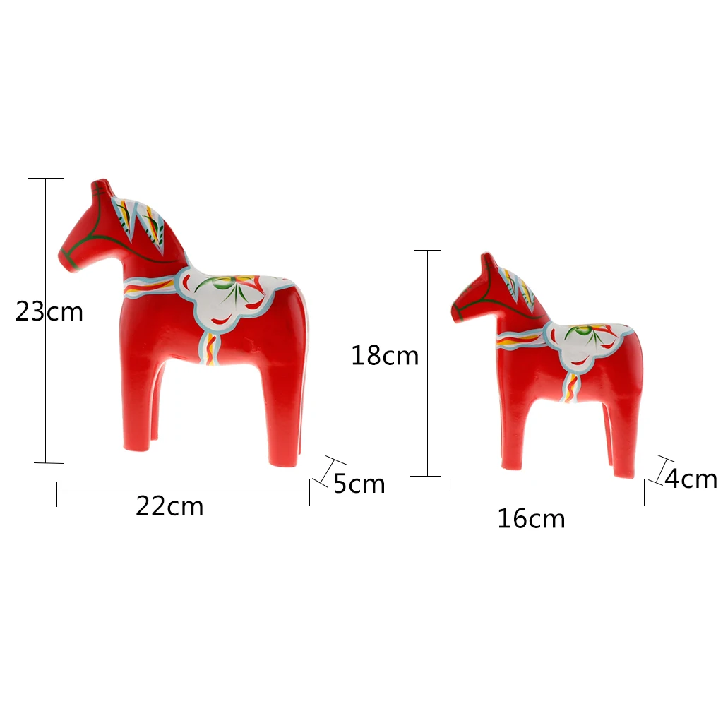 2 Pieces Dala Horse - Swedish Dala Horse Statue - Unfinished Wooden Horse Figurine Statue Gift for Christmas Day/Valentine's Day