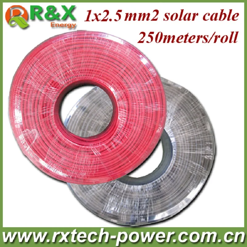 R& X 250 метров/рулон одножильный Солнечный Кабель 2,5 мм2 Электрический провод фотоэлектрический кабель 14AWG PV кабель с сертификат tuv