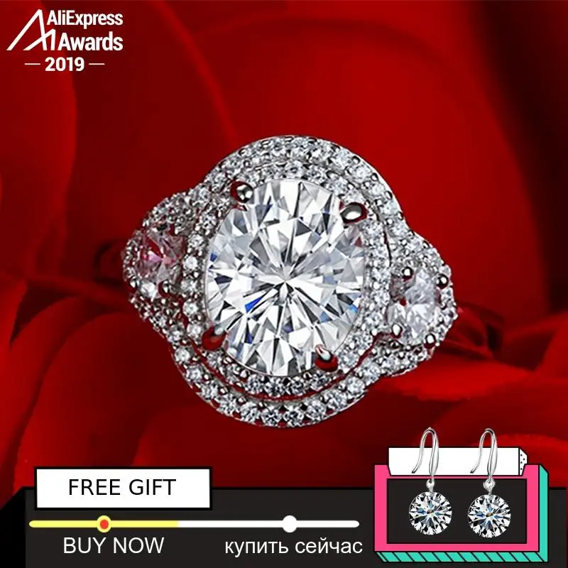 

8*10mm S925 Fine Jewelry sterling silver ring Lab-created diamond Carat 4Cs wedding proposal dream