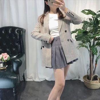 

2019 Autumn and Winter New Style Buckle Plaid Blazer