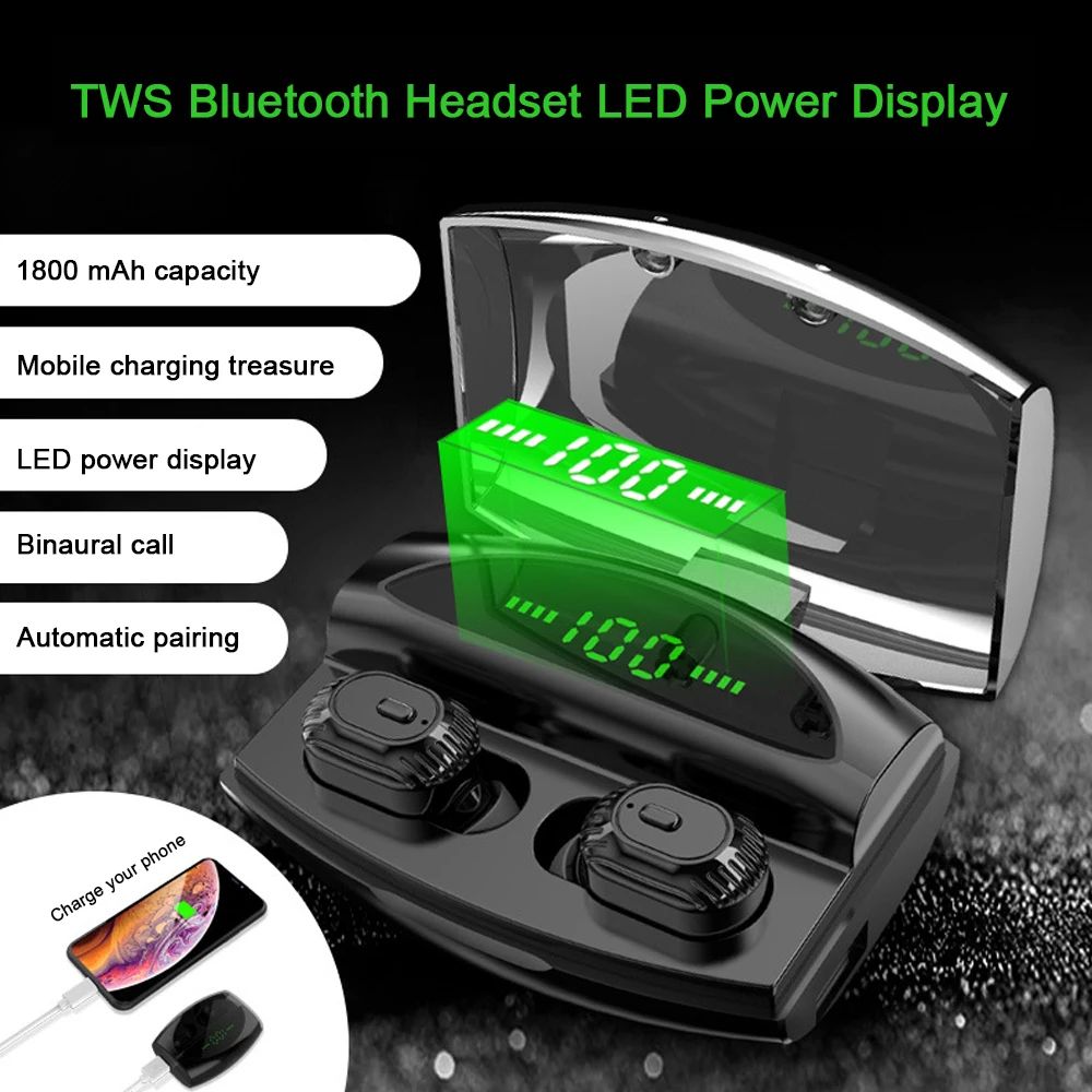 XG20 TWS Wireless Earphone Bluetooth Headphones LED Power Display Mini Sport 8D Stereo Earbuds Headset with 2200mAh Charging Bin