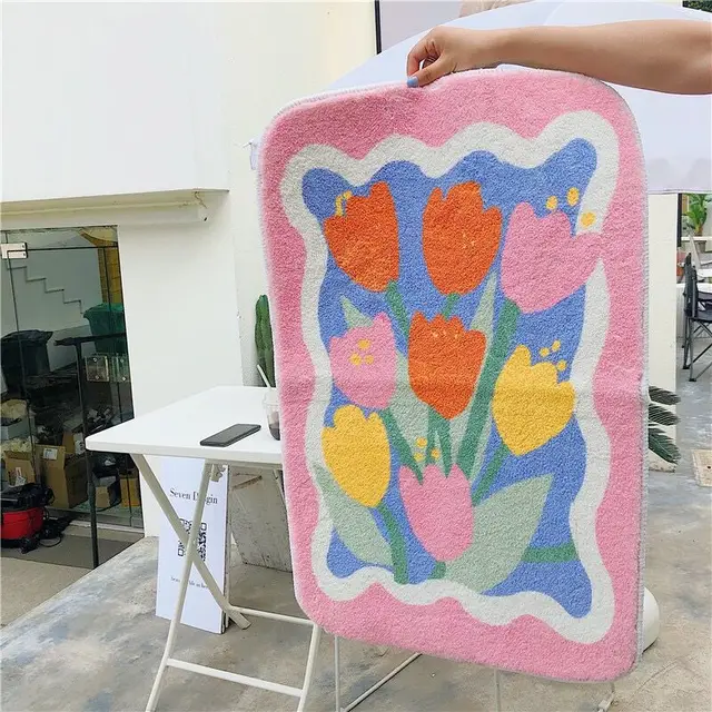 Fluffy Tulip Mat: Add French Aesthetic to Your Home Decor