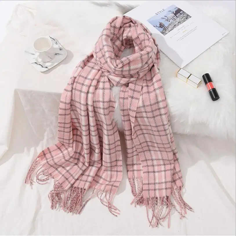 color 4 Nueva moda invierno grueso caliente bufanda grande chal mujeres envolturas Винтаж Polar a prueba de viento цвет sólido chal bu - Цвет: color 4