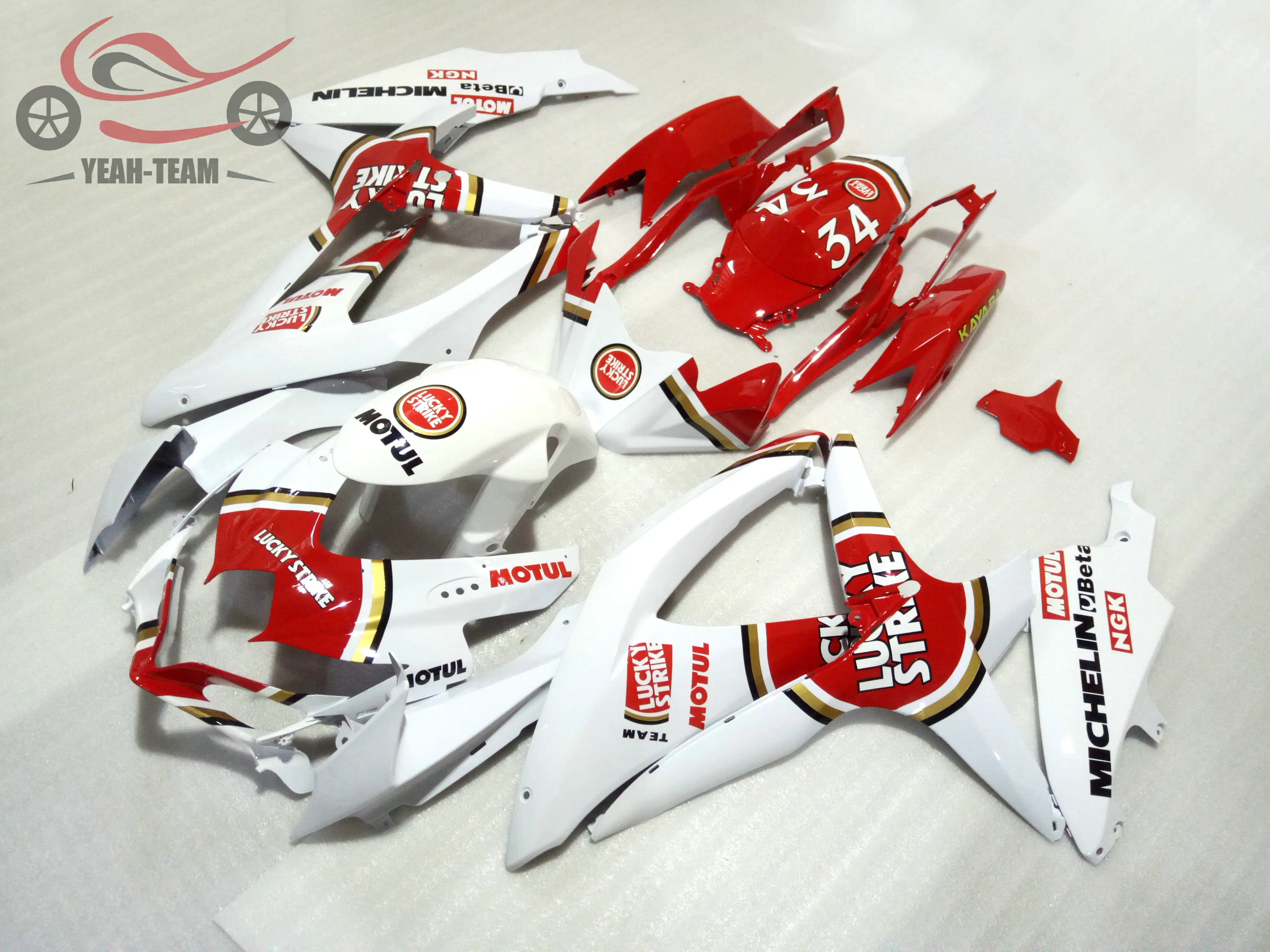 Набор инжекционных обтекателей для SUZUKI K8 GSXR750 600 2008 2009 2010 red Lucky Strike китайские
