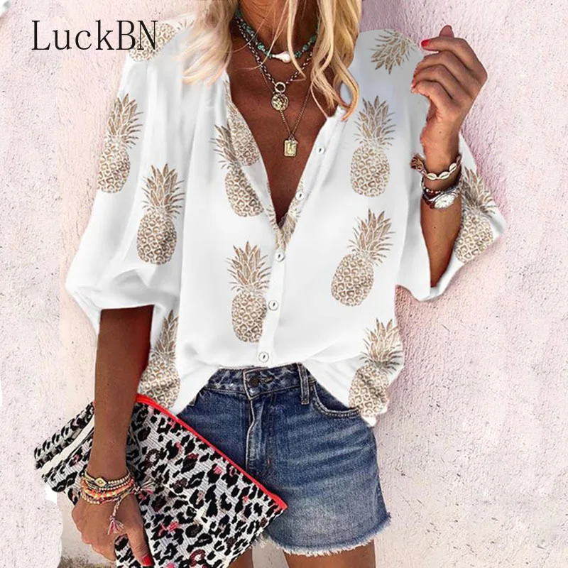 Oversize Blouse Women New Spring Summer Tops Shirt Womens Tops and Blouses Long-Sleeve Pineapple Print Plus Size 5XL Blusas 2020 Oversize Blouse Women New Spring Summer Tops Shirt Womens Tops and Blouses Long-Sleeve Pineapple Print Plus Size 5XL Blusas 2020