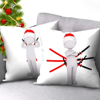 

Nanacoba Cartoon Sportsman Print Pillow Case Cute Kids Christmas Gift Cushion Cover for Home Sofa Decore Short Plush Pillowcases