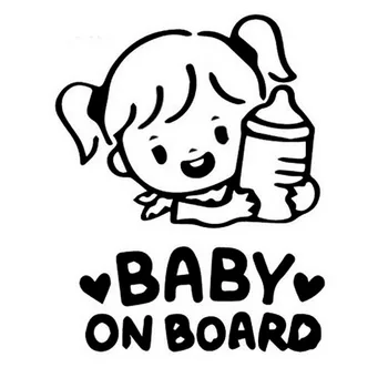 

Dawasaru Baby on Board Cartoon Car Sticker Little Girl Hold A Bottle Decal Truck Motorcycle Auto Accessories PVC,16cm*12cm