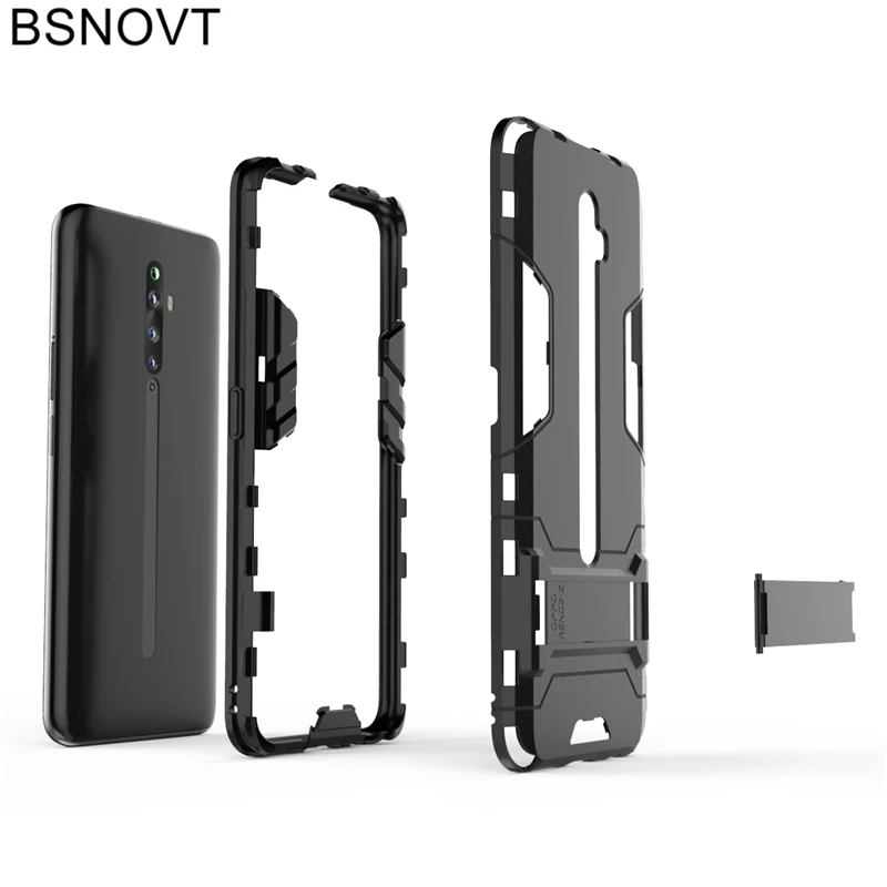 For OPPO Reno2 Z Case Phone Holder Hard PC Heavy Armor Shell Anti konck Phone Case 4