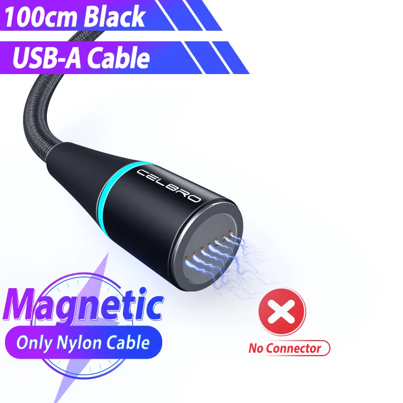 only 1m cable 5А Магнитный кабель Micro Usb type C супер зарядный телефонный кабель 3 в 1 UsbC магнит зарядное устройство Кабо Для huawei mate 30 20 P30 Xiaomi 9 8 - Цвет: only 1m cable