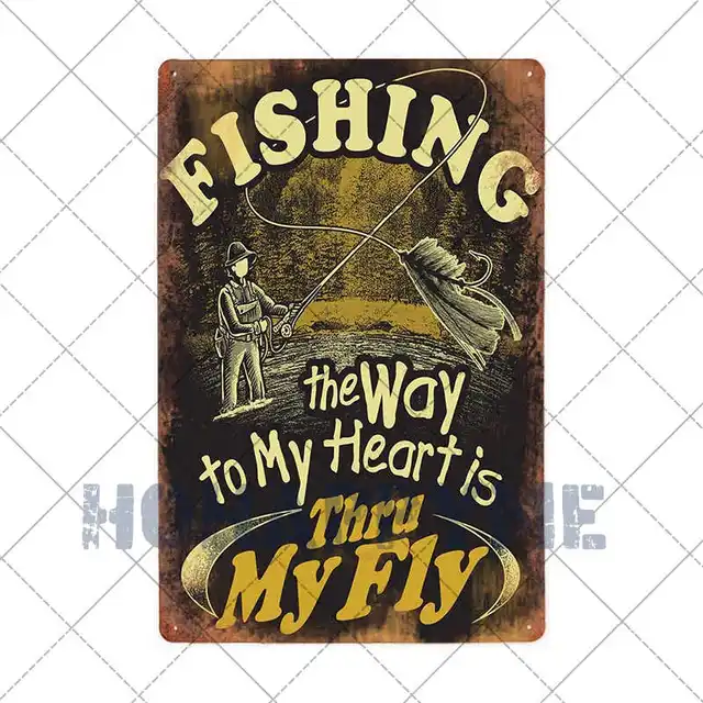 Fish Metal Tin Signs Retro Poster Fishing Site Door Plates Outdoor Decorative Bar Club Iron Wall Plaques Vintage Decor 20x30CM 2181046