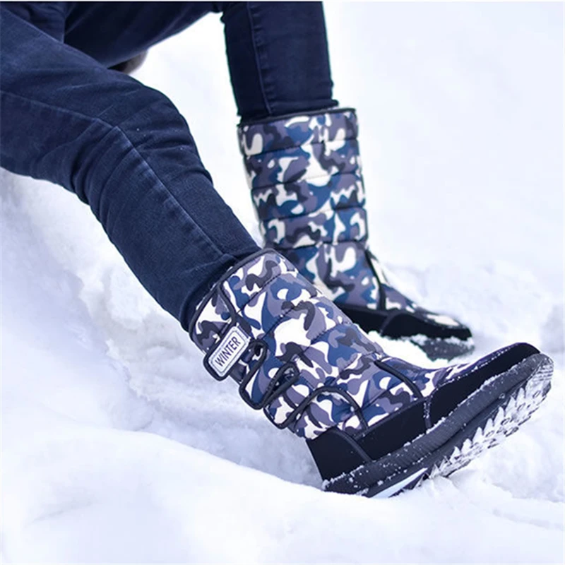 ENPLEI/зимние ботинки мужские зимние ботинки Теплая мужская обувь на платформе с толстым плюшем, водонепроницаемая Нескользящая зимняя обувь размеры 39-46