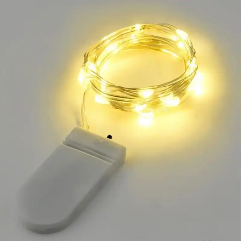 2m 20 boton leds bateria plata cobre