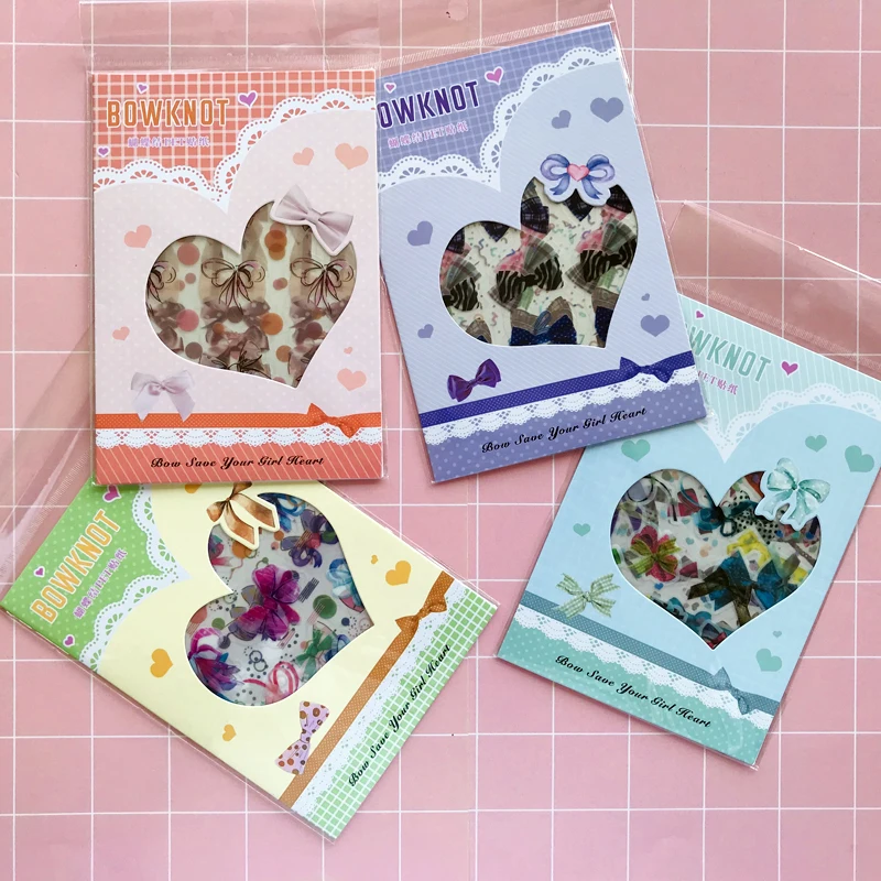 

4 Sheets/pack Lovely Cute Bowknot Stickers Notebook Album DIY Craft Stick Label School Student Stationery Kids Gift
