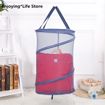 

Foldable Pop-up Mesh Laundry Basket with Pull Lid Space-saving Sorter Rope Basket Handle Suitable for University Dormitory