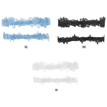 

Women Embroidery Floral Lace Thigh Rings Set Wedding Prom Bridal Decorative Stretch Band Solid Color Hollow Seamless Leg Garters