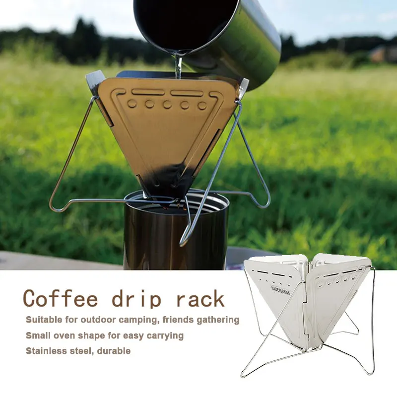 Strong Outdoor Hiking Coffee Drip Stand Coffee Filter Rack Traveling BBQ Picnic Stainless Steel Silver Camping Coffee Rack