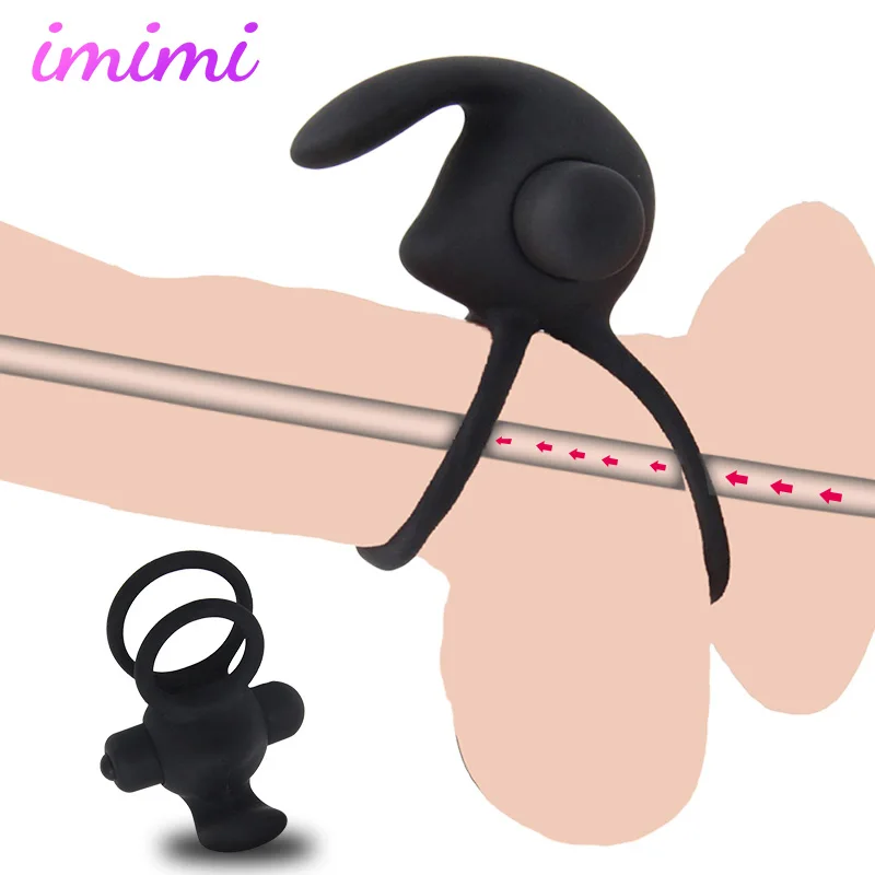 Double Rings Cock Vibrator Male Ring Delay Premature Ejaculation Penis Ball Loop Lock Prostate Massager Male Masturbator Sex Toy Double Rings Cock Vibrator Male Ring Delay Premature Ejaculation Penis Ball Loop Lock Prostate Massager Male Masturbator Sex Toy