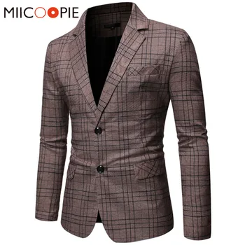 

Fashion Stripe Plaid Printed Men Blazer British's Style Gentleman Suit Coat Mens Clothing Business Veste Costume Homme M-XXXL
