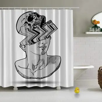 

Vector Hand Drawn Classical Sculpture Vector Various Shower Curtain for Hotel Bath,72''L x 72''W