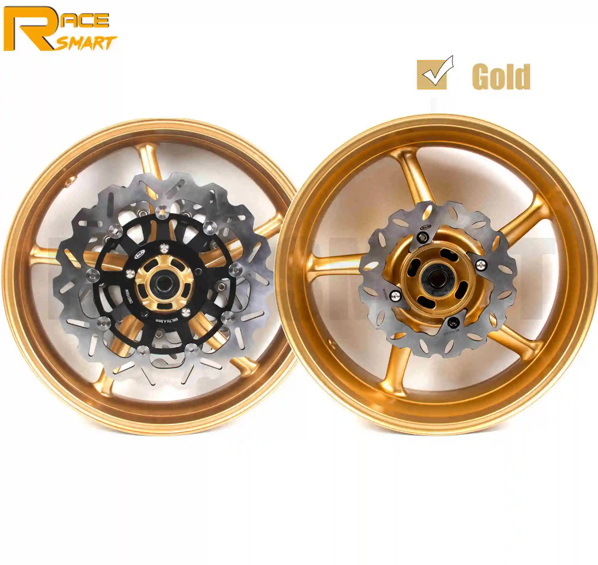 Gold RIM BLACK DISC Для Triumph Daytona 675 2006-2012 мотоциклетные передние и задние колеса обода передние и задние колеса диски тормозных дисков мотоциклы 2009 2010 2011 - Цвет: Gold RIM BLACK DISC