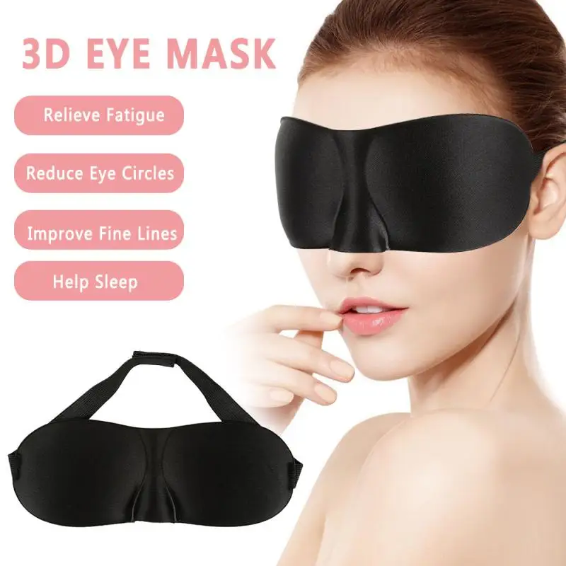 

3D Eye Mask Soft Sponge Padded Travel Sleeping Natural Cover Soft Polyester Breathable Padded Blindfold Tools Sleep Shade Cover