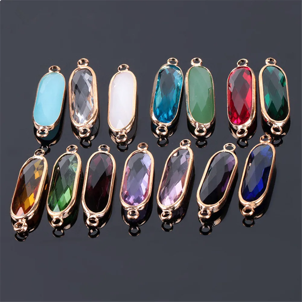 

NewStyle 10pcs/Pack Hand DIY Jewelry Accessories Bead Long Oval Transparent Shiny Crystal Ring Face Cut Accessories