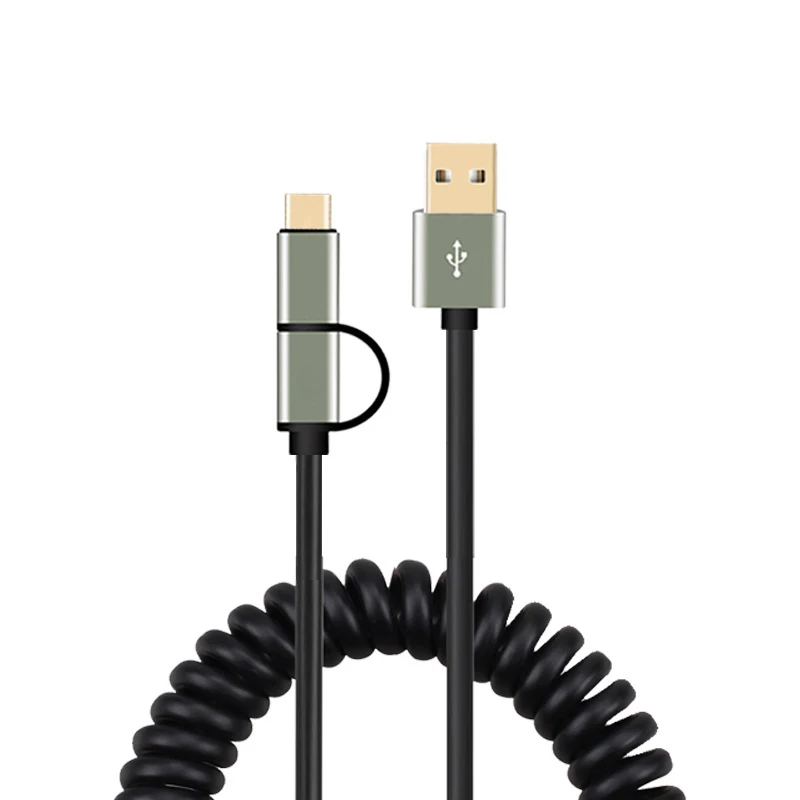 

Cherie 2 in 1 USB Cable Quick Charge 3.0 Micro USB Type C Cable For Samsung Huawei Xiaomi Spring Fast charging Cables micro USB