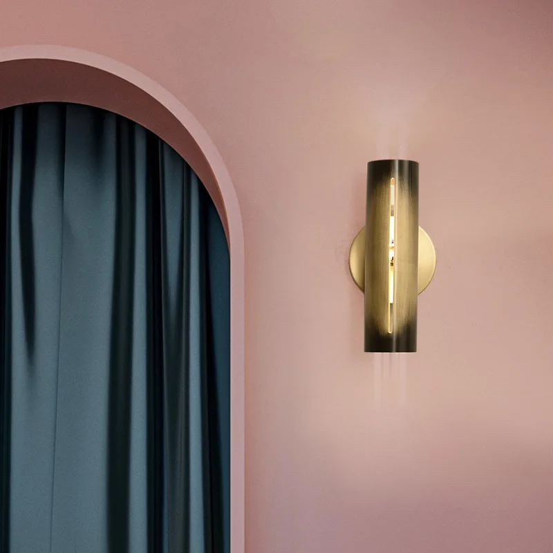 

Copper Northern European-Style Living Room Wall Lamp Bedroom Bedside Lamp Hallway Stairs Simple Retro Wall lampled Project Lamp