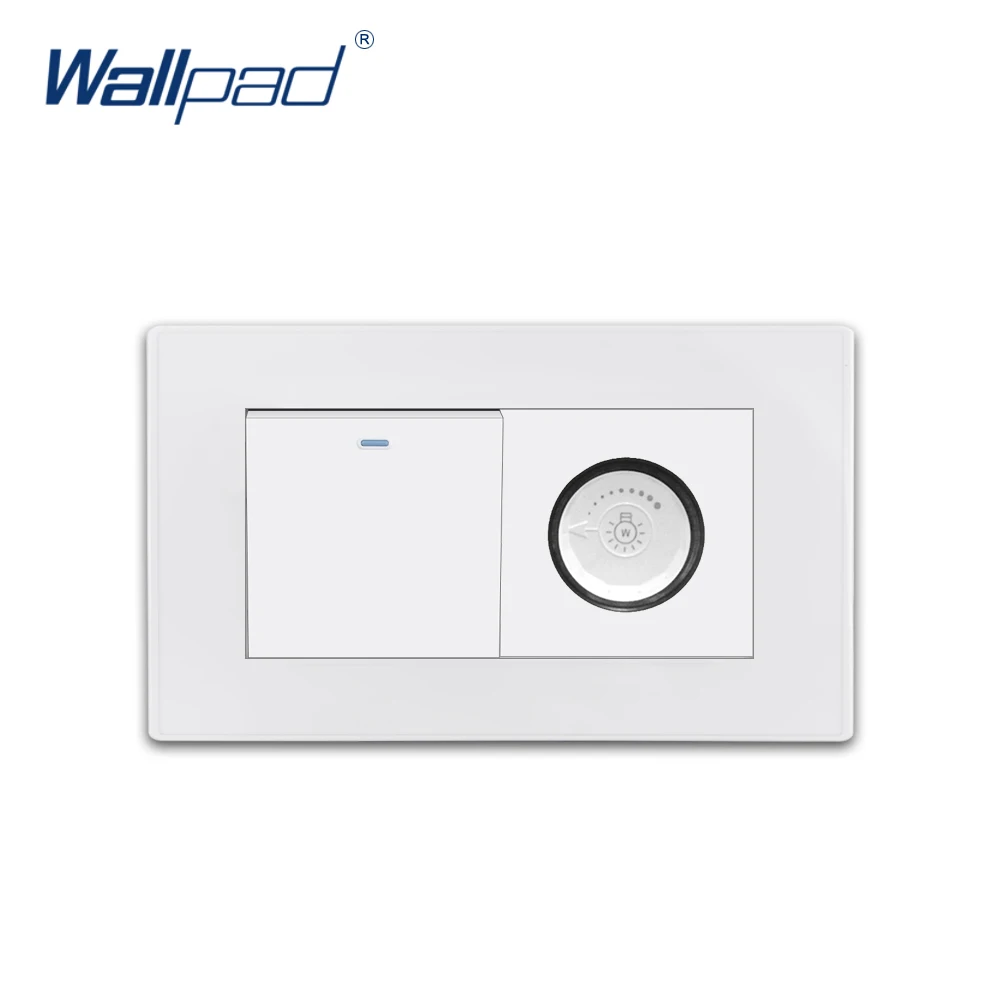 

1 Gang 2 Way With Dimmer Wallpad Luxury White PC Panel Wall Light Switch Rocker Switch 16A AC110~250V