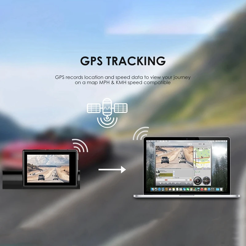  OPQ-New LS03 3 Inch Touch-Screen Car Dash Cam DVR with GPS WiFi WDR Front 1080P + Rear 1080P Camera