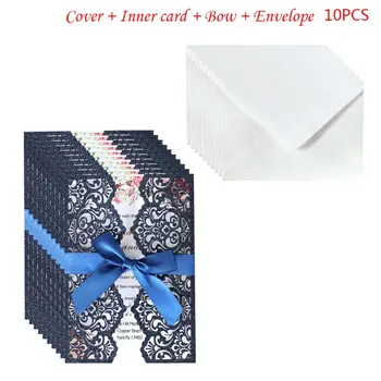 

10pcs/set Wedding Invitations Card with Ribbon Hollow Lace Envelope Party Supply H4GD