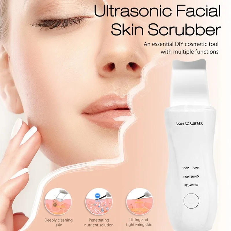  Skin Scrubber Ultrasonic Skin Scrubber Cleanser Face Cleaning Acne Face Lifting Massager Beauty Dev