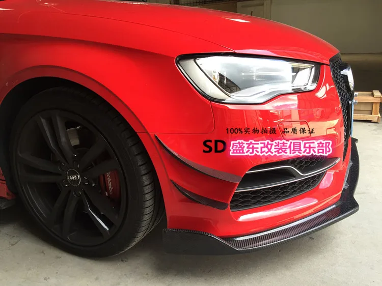 Подходит для Audi A3 S3 RS карбоновое волокно Передняя полоса Передняя Губы ветер воздушный нож