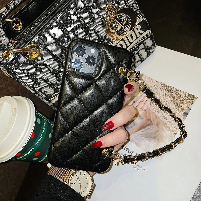 Роскошный из ромбов кожаный чехол Apple 12/12Pro мобильный телефон трех предметов