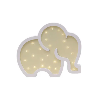 

Eco-friendly Safety Night Light Wall Lamp Carton Decor Energy Saving Intelligent Plug Led Elephant Shape Daily Wooden Bedroom