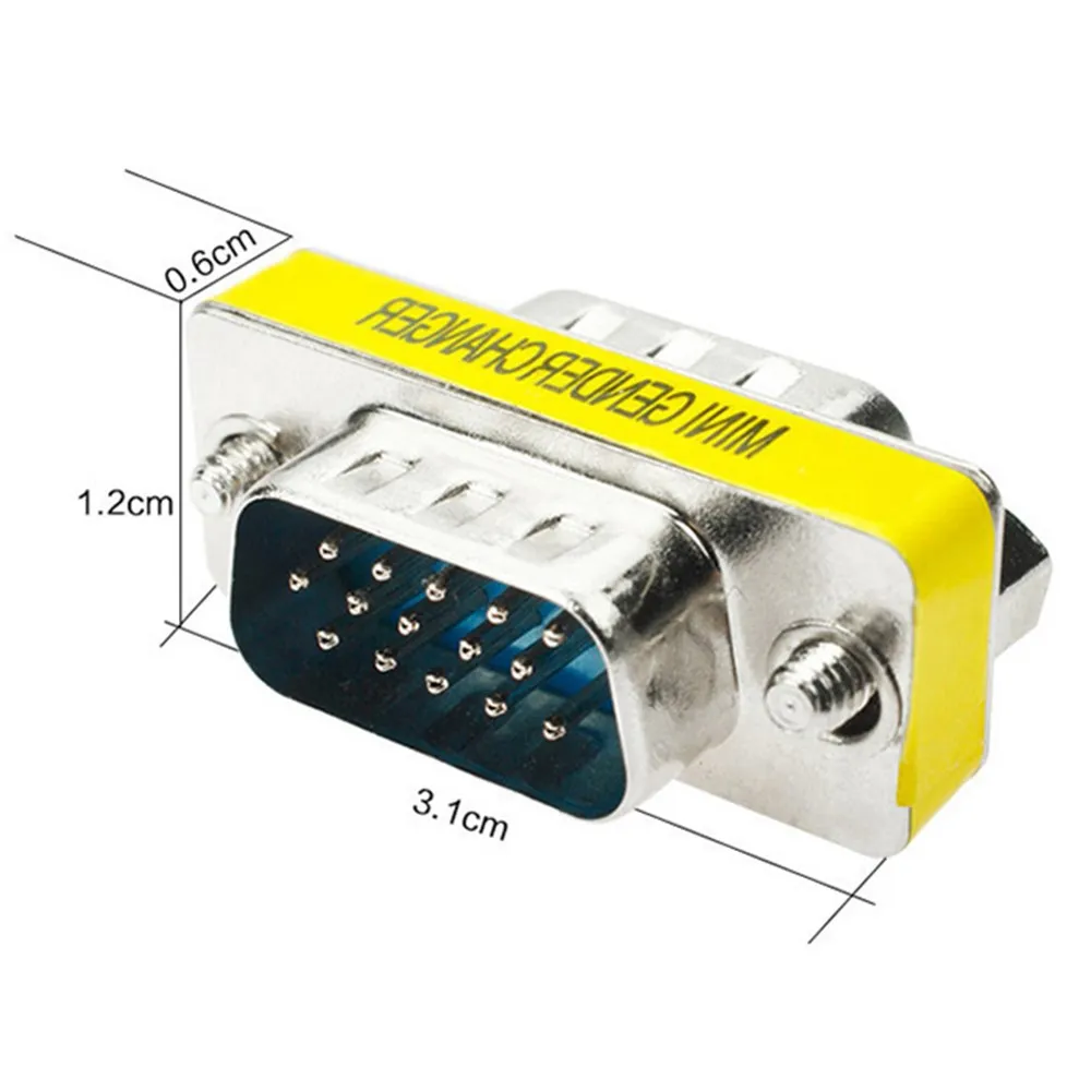 VGA Cable Adapter 15 Pin D-Sub Male to Male Extender VGA MINI Gender Changer Connector for Monitor Projector