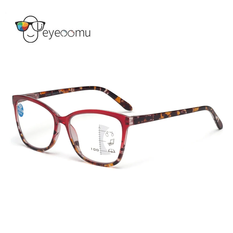 

EYEOOMU New Square Progressive Multifocal Reading Glasses Women Anti Blue Ray Eyewear Men Presbyopic Computer Readers Eyeglasses