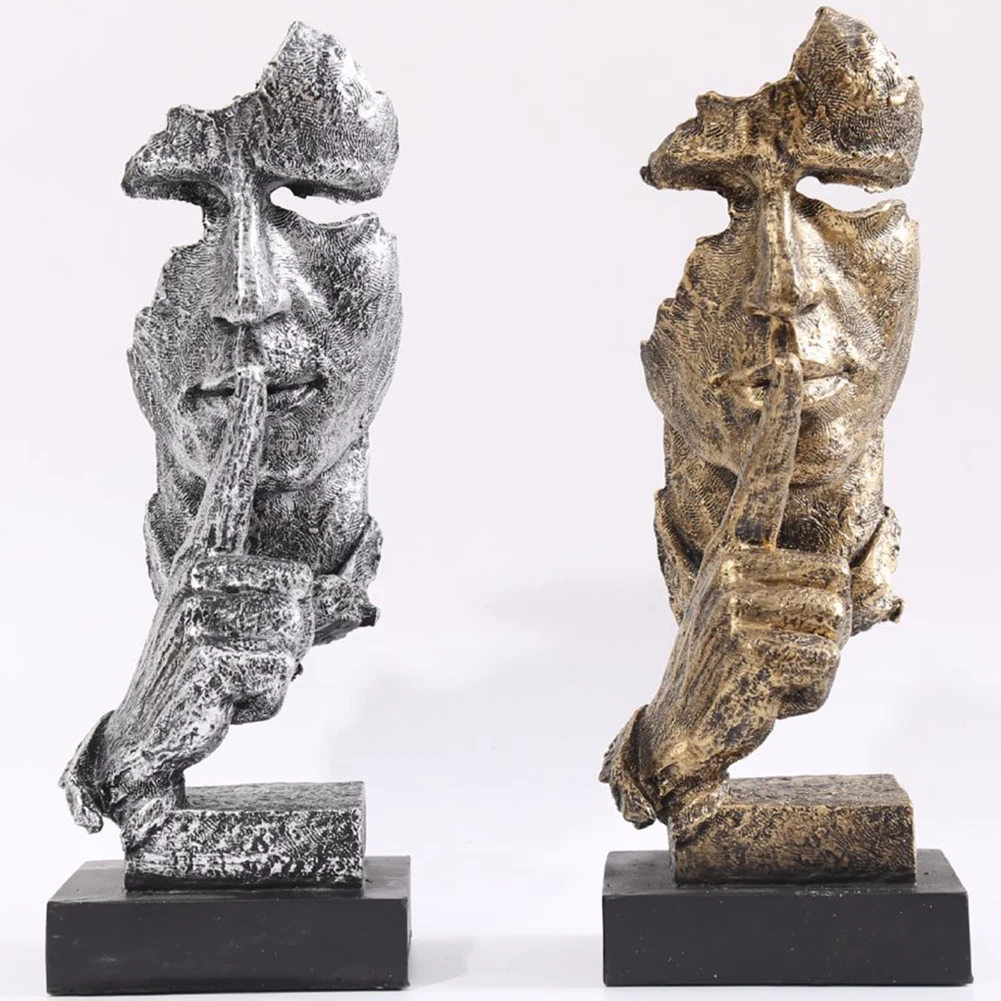 Resin Silence Is Gold Abstract Modern Sculpture Art Sculpture Statues Decoration Craft Figurine Ornament Home Office Decor