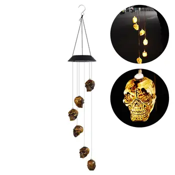 

Solar Skull Wind Chime LED Light Halloween Skeleton Head Wind Chime Decoration LED Light IP66 Waterproof