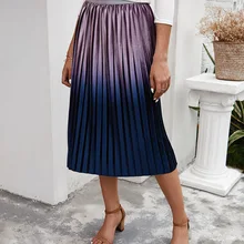 Зимняя модная женская винтажная плиссированная повседневная юбка из золотого бархата с градиентом, Женская длинная юбка с высокой талией, повседневная юбка цвета металлик