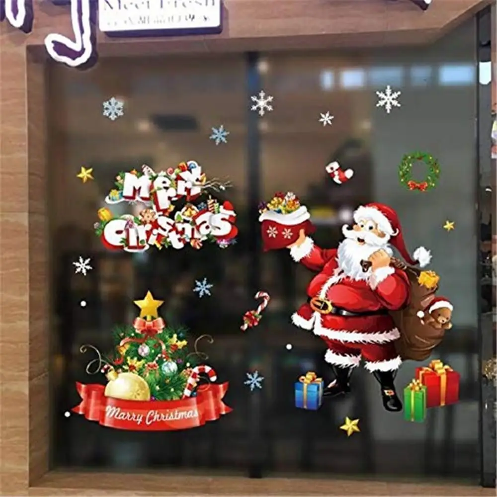 1pc Christmas Will Sticker Removable Snowman Santa Vinyl Wall Stickers Home Shop Door Glass Window Decal Decor Adornos de Navida - Цвет: 20