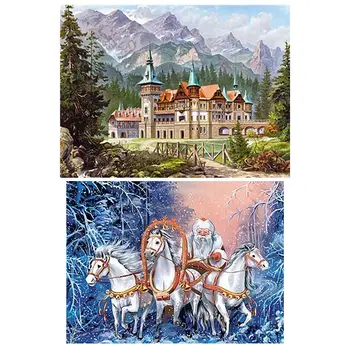 

Diamond Embroidery Cross Stitch Mountain House Scenery Drilling Diamond Painting Christm As Tree & Santa