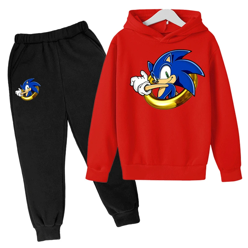 children's clothing sets high quality Kids 3-14T Japan Anime Hedgehog Cartoon Hoodies Set  2 Pieces Tracksuit Sweatshirt and Sweatpants Boys Girls Sportswear Clothes baby clothes set for girl