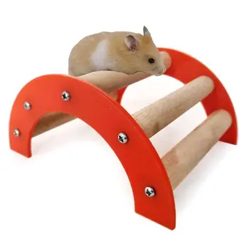 

Natural Wooden Hamster Ladder Molar Toy Activity Platform Rat Hideouts Dwarf Mice Chewing Toys Entertainment Parts for Small