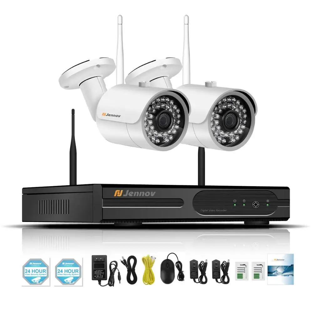 2 Pcs Cameras Jennov 4CH DVR беспроводная камера видеонаблюдения безопасности Системы комплект 2.0MP 1080 P HD инфракрасный наружный водонепроницаемый P2P видеонаблюдение WI-FI Камера - Цвет: 2 Pcs Cameras